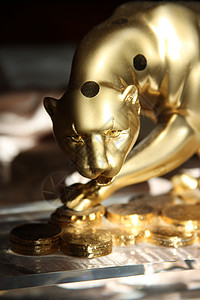 金色美洲豹塑像陶瓷艺术品古董奢华装饰品雕塑雕像艺术动物图片
