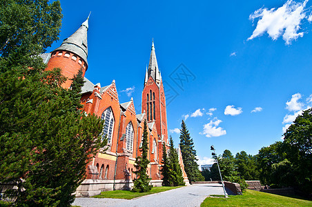 的教堂历史建筑建筑学旅行晴天红色教会图片