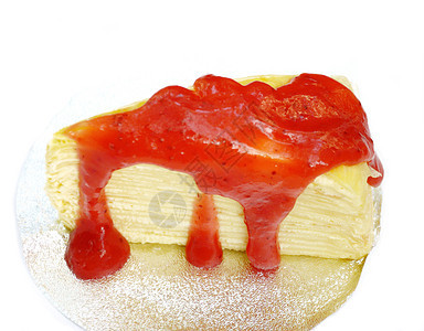 用草莓酱汁烤蛋糕菜单糖浆美食甜点小吃饼子蛋糕食物饮食食谱图片