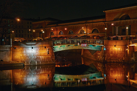 俄罗斯圣彼得堡 夜景灯笼旅行照明镜子反射旅游文化火灾城市历史性图片