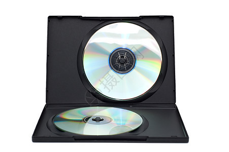 打开框 在白色背景上隔离磁盘塑料产品软件案件照片娱乐数据贮存电影技术图片
