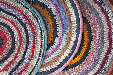 手工地毯粉色圆形圆圈活力小地毯条纹水平手工业针织螺旋图片