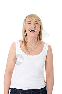 演播室四十岁女人的肖像女性中年乐趣工作室白色喜悦起泡酒快乐金发头发背景图片