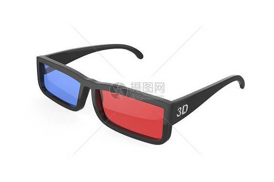 3D杯眼镜浮雕眼睛电影红色框架塑料蓝色立体声光学玻璃图片