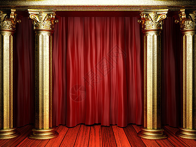 金台的红织布窗帘装饰出版物装潢皇家歌剧娱乐红色推介会织物风格图片