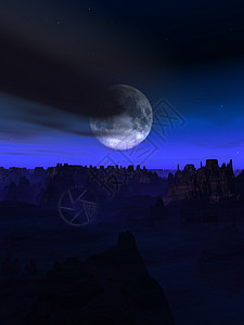 外星世界景观外星人天空多云月亮月光黑暗异形背景图片