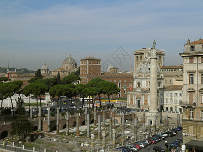 Trajan在罗马的论坛和市场文明红色帝国遗产建筑学皇帝加法游客建筑吸引力图片