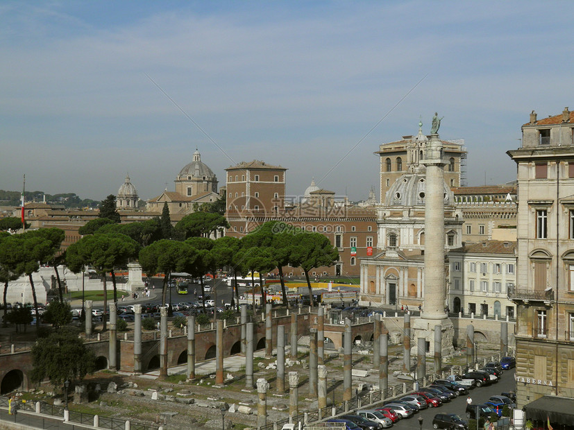 Trajan在罗马的论坛和市场文明红色帝国遗产建筑学皇帝加法游客建筑吸引力图片