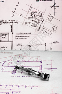 某些施工计划的结构图纸文书打印测量工具绘画罗盘承包商工作工程师房子图片