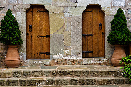 旧楼传统木制门 旧楼乡村叶子房子历史风化建筑学植物城堡公园金属图片