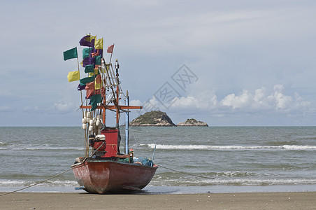 泰国华欣海滩闲暇蓝色海岸线旅游海景日光浴气候场景地平线热带图片