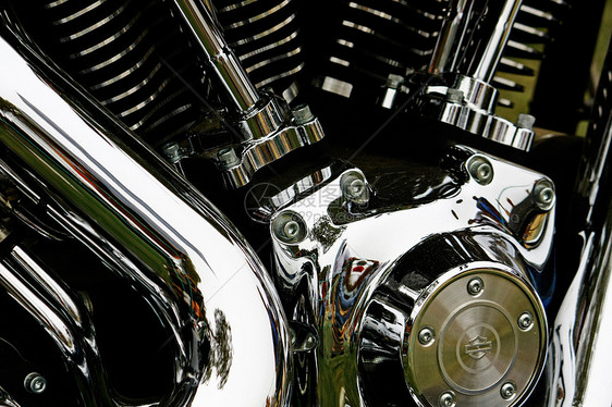 摩托车发动机细节管道速度力量摩托引擎合金运输技术文化巡航图片