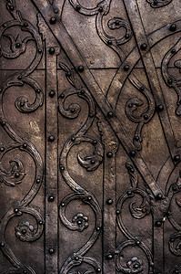 旧金属门装饰框架艺术青铜装饰品叶子圆形纹饰盘子风格图片