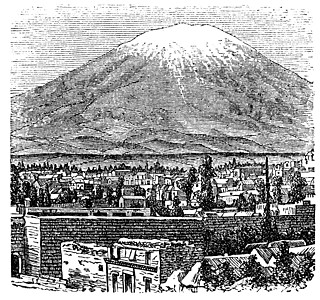 阿雷基帕和米斯蒂火山旧1890拉丁地区世界古董打印瓜瓜绘画插图历史性艺术品图片