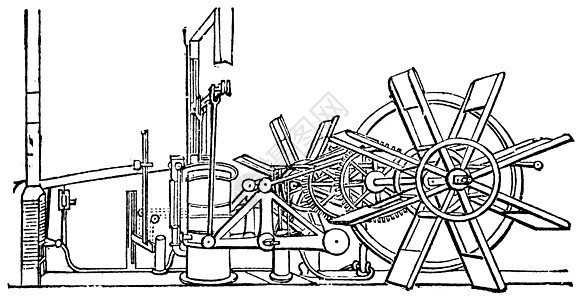 克莱蒙蒸汽船明轮装置复古雕刻导航发明者绘画打印艺术品艺术运输单元轮船商业图片