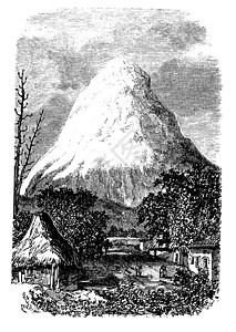 1890年代厄瓜多尔的冰川艺术品山脉艺术蚀刻高地火山雕刻顶峰高度图片