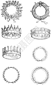 罗马皇冠复古雕刻红宝石蚀刻插图奢华绘画皇家国王钻石艺术品艺术图片