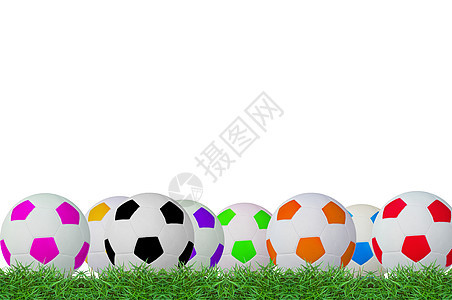 绿色草地上的橄榄足球图片