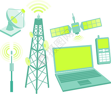 基站天线电信设备图标式电讯设备套件插画