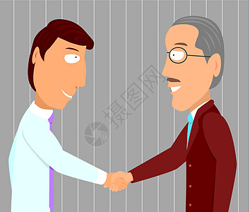 握手商务年轻和老商务人士握手插画