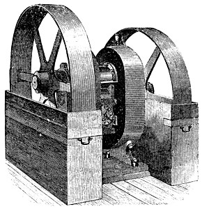 雕刻艺术品古董发电机旋转机械车轮蚀刻插图活力技术图片