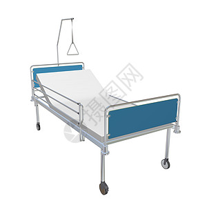 带躺椅的蓝色和铬色移动病床3d illustrat涂层滚动滚筒色调活动外套白色栏杆精加工调子图片