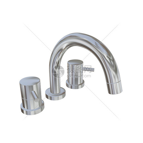 带铬或不锈钢表面处理的现代水龙头3d illu精加工传感金属厨房洗涤汽车运动卫生洗澡浴室图片