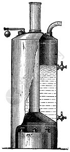 垂直锅炉 旧年雕刻图片