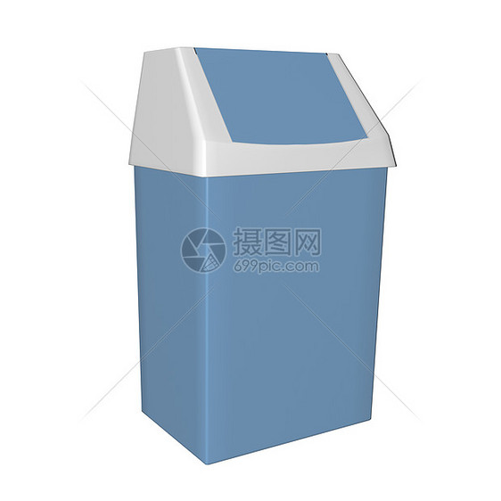 塑料蓝色和白色垃圾桶 3D 它制作图案环境篮子灰尘回收模具垃圾打扫垃圾箱图片