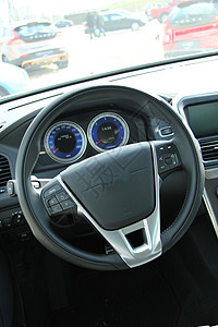 现代车内内部方向盘车辆驾驶挡风玻璃汽车金属座位车轮皮革纽扣图片