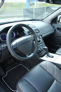 现代车内内部运输灰色汽车黑色车辆纽扣金属驾驶座位挡风玻璃背景图片