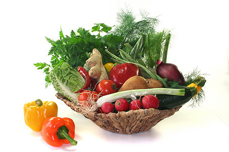 蔬菜篮子茄子厨房健康香葱食物洋葱韭菜市场配料胡椒图片