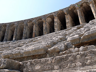 阿斯彭多斯老希腊两神寺     土耳其剧院废墟旅行历史历史性洞穴天空柱子纪念碑建筑图片
