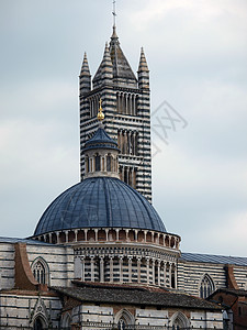 锡耶纳门廊窗饰教会大理石天炉大教堂圣母钟楼圆顶拱形图片