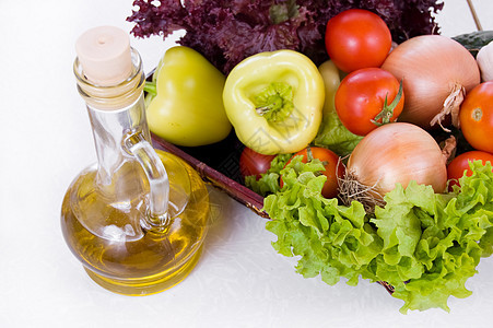 蔬菜和石油食物瓶子水壶向日葵玻璃饮食叶子烹饪青菜营养图片