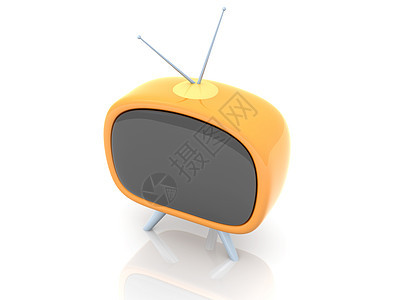 Retro Tv 重试Tv播客屏幕广告播送展示投掷视频橙子电视电子产品图片