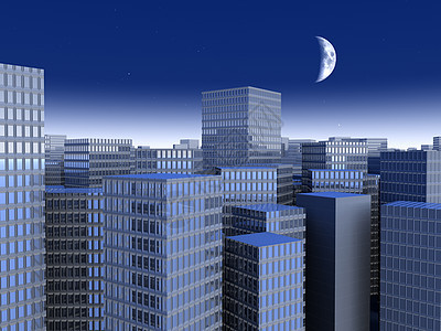 大城景观正方形城市计算机建筑学丛林摩天大楼环境月光月亮图片