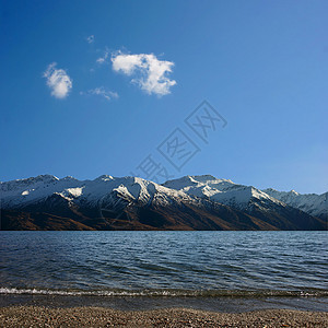 湖支撑山脉公园蓝天背景图片