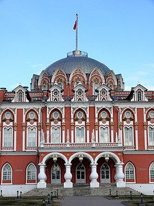 Petrovski在俄罗斯莫斯科的宫殿旅行地标石工博物馆公园石头建筑学合奏财产风格艺术图片