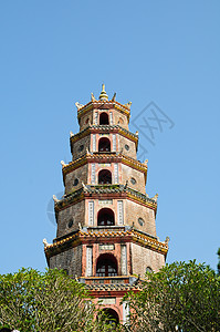 越南Hue的Thien Mu 塔遗产宗教建筑学色调旅游历史游客寺庙景点王朝图片