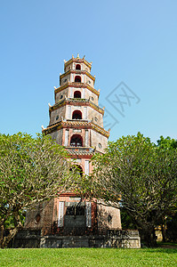 越南Hue的Thien Mu 塔宗教历史文化寺庙色调宝塔遗产旅游景点游客图片