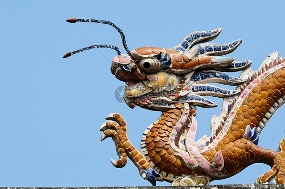 屋顶顶的龙 维特南宗教建筑旅行眼睛历史精神双胞胎旅游天堂寺庙图片