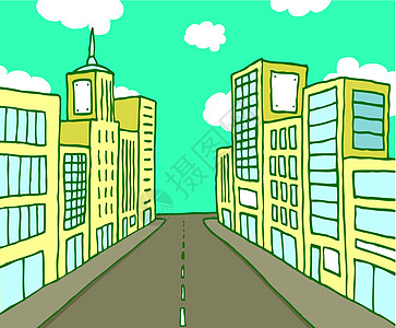彩色漫画线城市图片