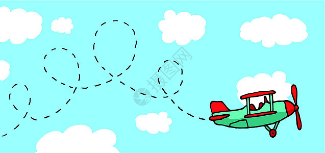 飞机飞行的可笑的卡通机背景图片