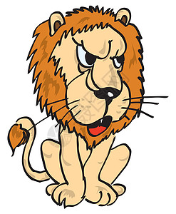 狮子图动物群尾巴哺乳动物危险捕食者鬃毛绘画头发插图狮子图片