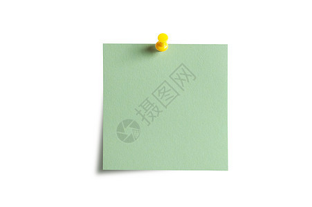 在白色背景上被孤立的缩略图粘贴板图钉正方形黄色办公室笔记绿色阴影别针软垫标签图片