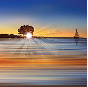 海日出的自然背景摘要 6场景闲暇地平线日落阳光天空帆船航行金子旅行图片