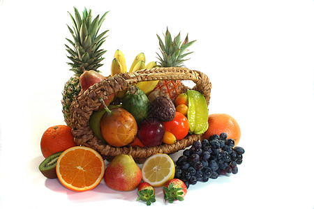 水果篮子 各种水果维生素食物果味减肥黑木香蕉柚子奇异果菠萝橘子图片
