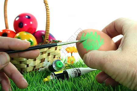 复活节彩蛋绘画彩色鸡蛋庆典花朵困惑奖杯风俗篮子兔子管子图片
