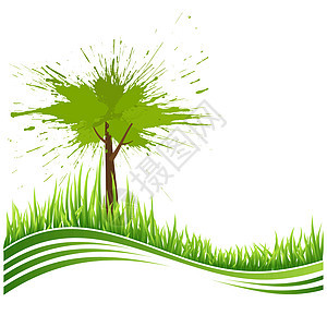 绿草和绿树 生态背景背景图片
